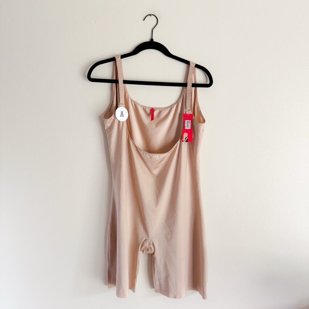 Spanx Nude Open Bust Mid Thigh Bodysuit with Adjustable Straps 3X NWT